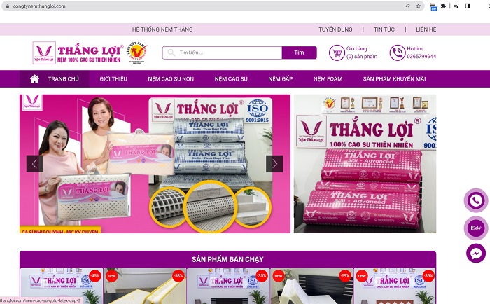 Mua nệm Thắng Lợi chính hãng, chất lượng tại congtynemthangloi.com